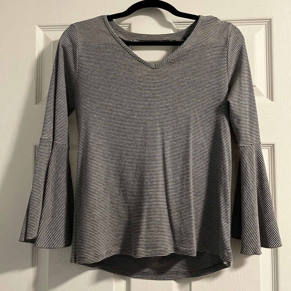 Cha Cha Vente Black and White Striped Long Sleeve Top